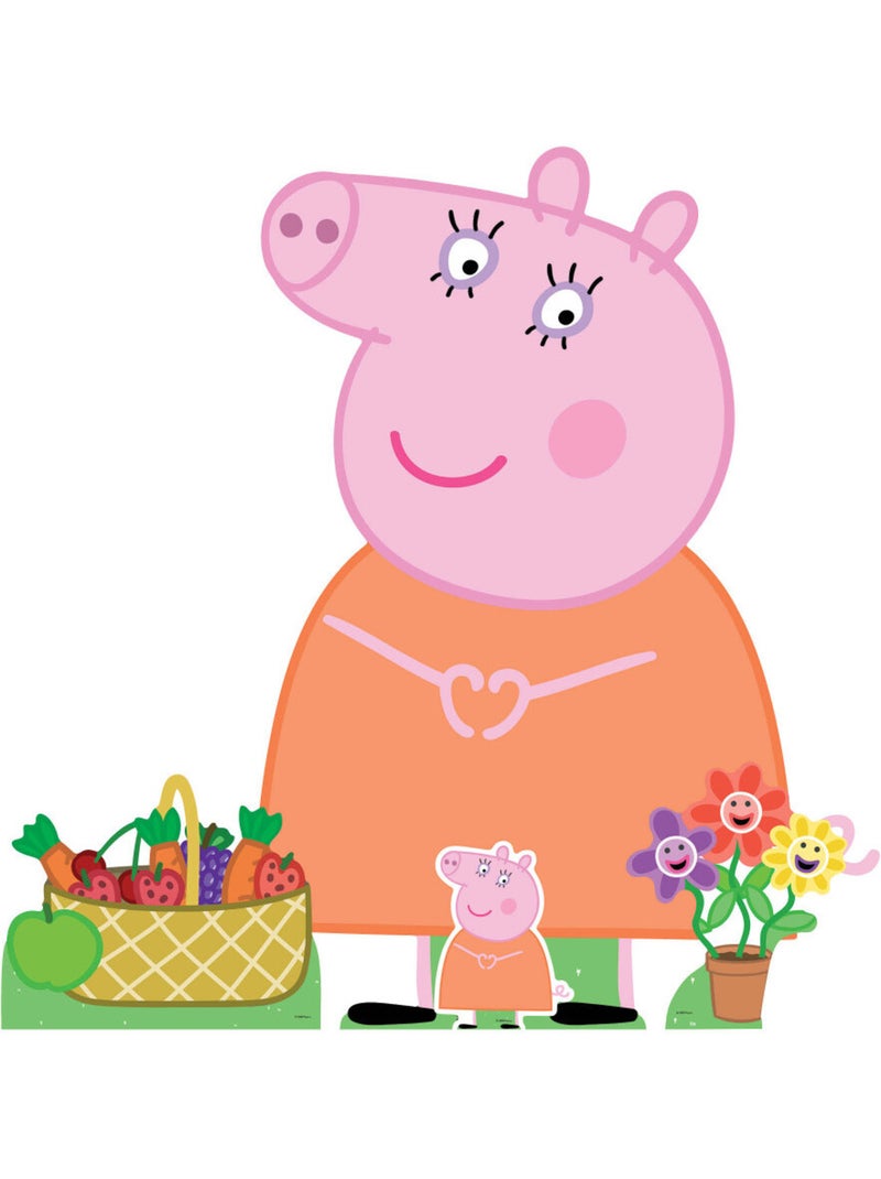 Figurine en carton Peppa Pig - Maman Pig  panier de fruits et légumes - Haut 95 cm Multicolore - Kiabi