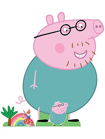 Figurine en carton Peppa Pig - Papa Pig arc en ciel et palmier - Haut121 cm