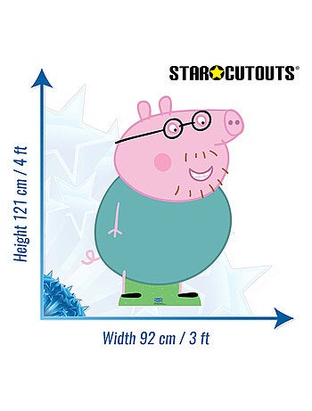 Figurine en carton Peppa Pig - Papa Pig arc en ciel et palmier - Haut121 cm