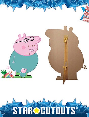 Figurine en carton Peppa Pig - Papa Pig arc en ciel et palmier - Haut121 cm