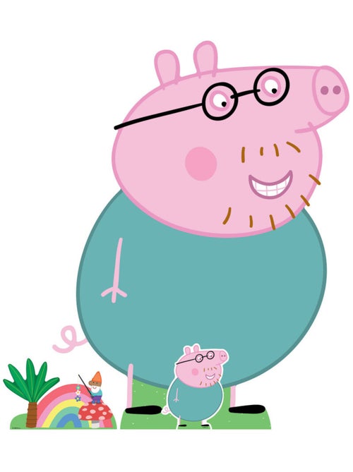 Figurine en carton Peppa Pig - Papa Pig arc en ciel et palmier - Haut121 cm - Kiabi