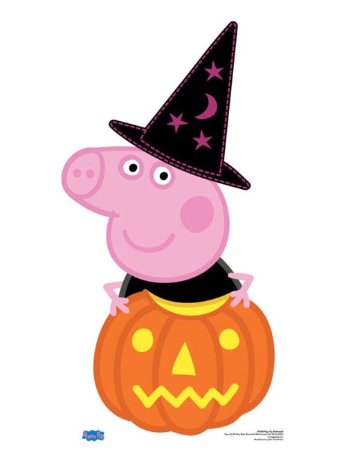Figurine en carton Peppa Pig déguisée en sorcière au-dessus d'une citrouille Hauteur 94 cm - Kiabi