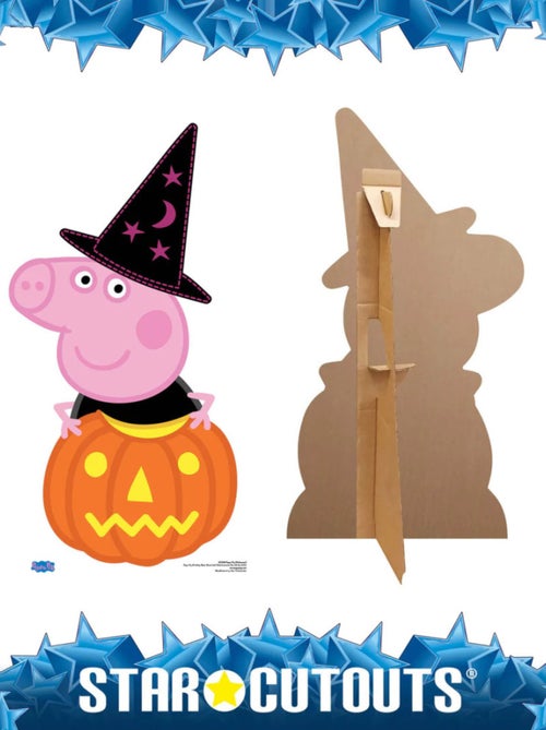 Figurine en carton Peppa Pig déguisée en sorcière au-dessus d'une citrouille Hauteur 94 cm - Kiabi
