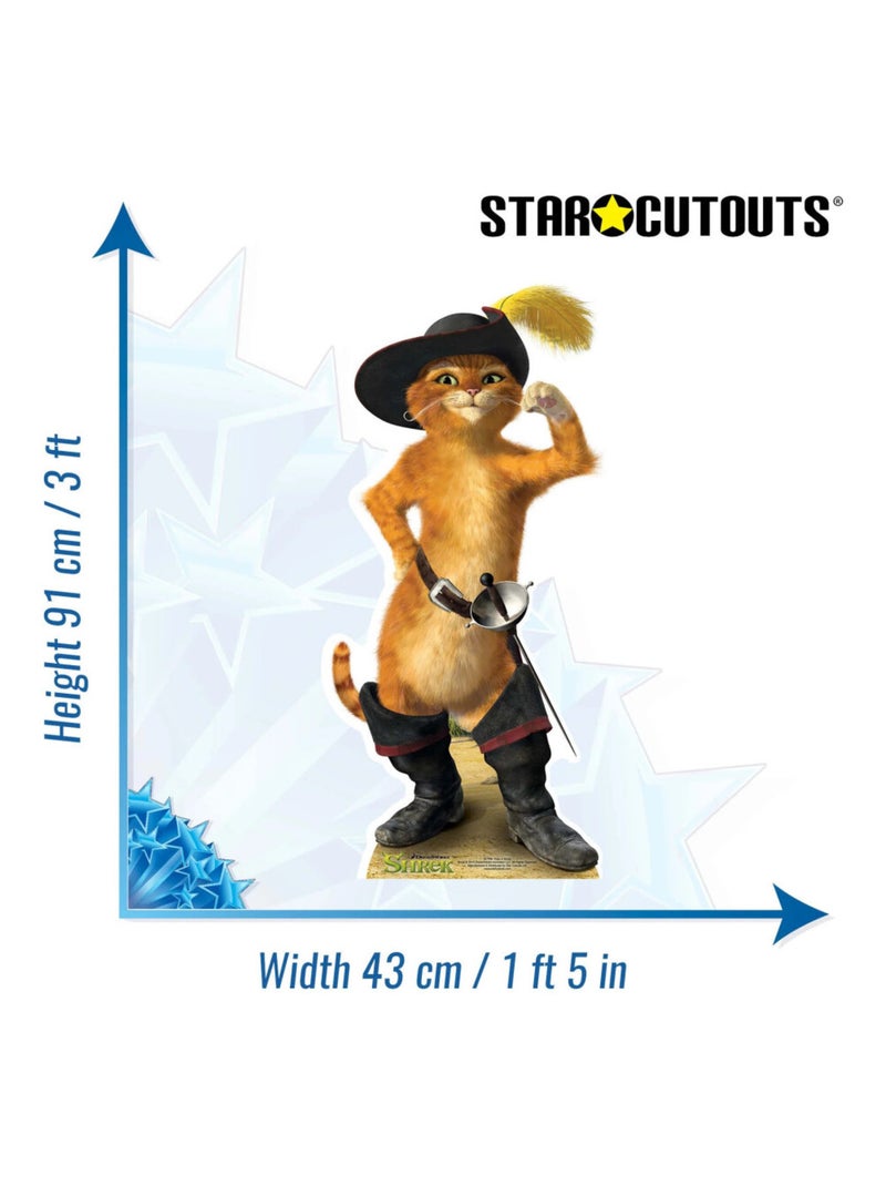 Figurine en carton Shrek Le chat Potté qui lisse sa moustache - Haut 91 cm Orange - Kiabi