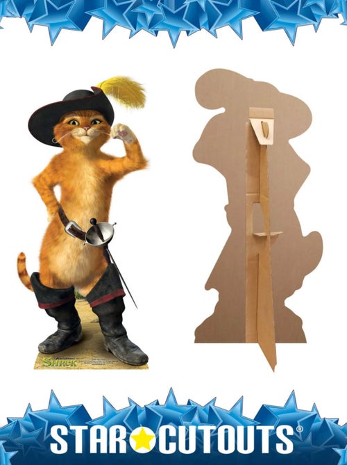 Figurine en carton Shrek Le chat Potté qui lisse sa moustache - Haut 91 cm - Kiabi