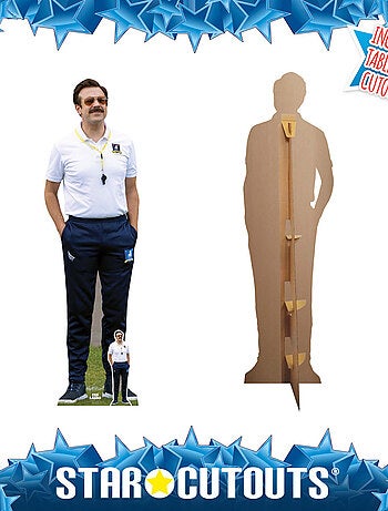 Figurine en carton Ted Lasso Jason Sudeikis Entraîneur en survêtement bleu et polo blanc - Haut 184