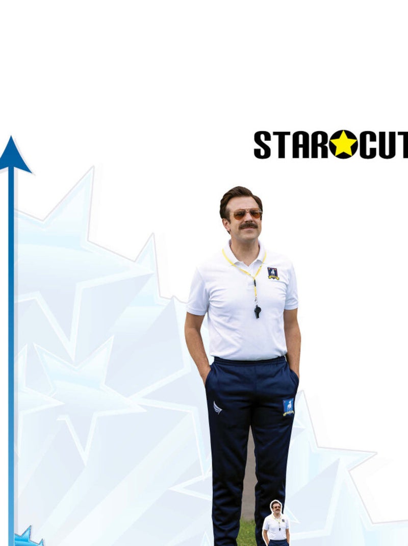 Figurine en carton  Ted Lasso Jason Sudeikis Entraîneur en survêtement bleu et polo blanc - Haut 184 Blanc - Kiabi