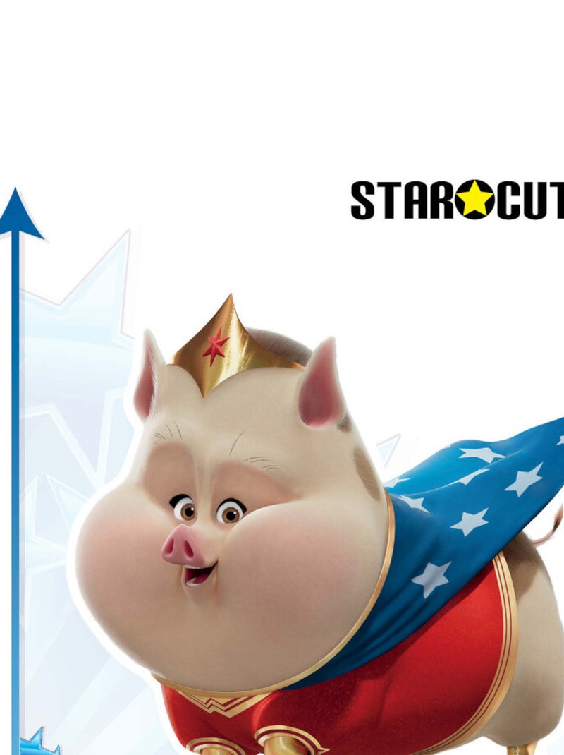 Figurine en carton Wonder Woman's Pig - Cochon Wonder Woman - Krypto et les Super-Animaux - Haut 87 Rose - Kiabi