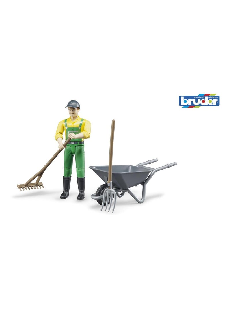 Figurine fermier avec brouette et accessoires Multicolore - Kiabi