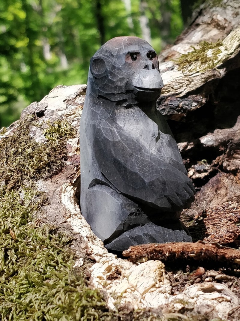 Figurine Gorille en bois Noir - Kiabi