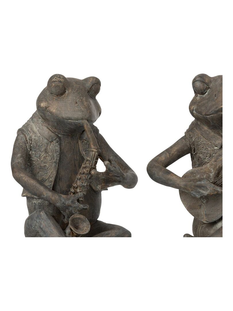 Figurine grenouille musique assise résine large X3 Gris - Kiabi