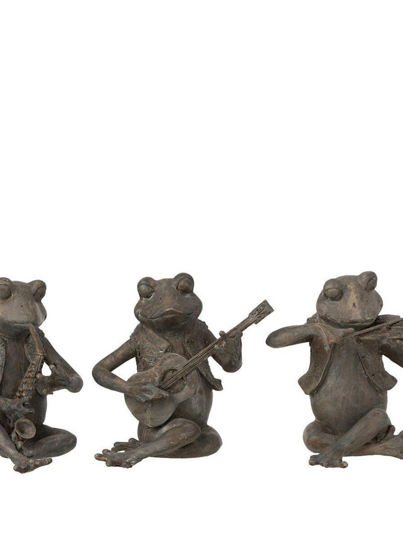 Figurine grenouille musique assise résine large X3 Gris - Kiabi