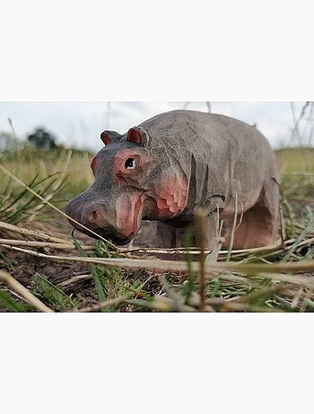 Figurine hippopotame en bois