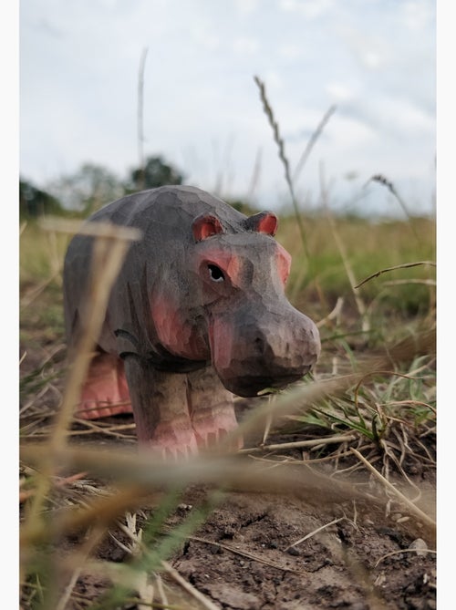 Figurine hippopotame en bois - Kiabi