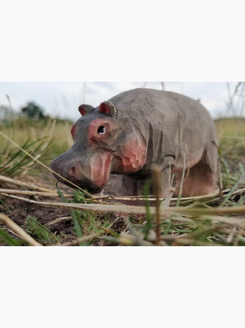 Figurine hippopotame en bois - Kiabi