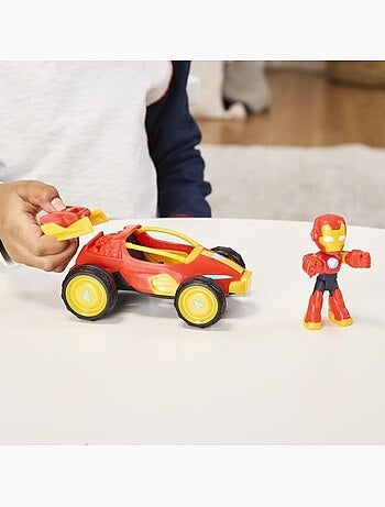 Figurine iron man et véhicule bolide iron man, marvel iron man and his awesome friends, dès 3 ans