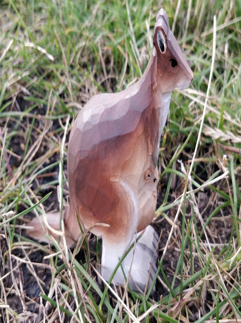Figurine Kangourou en bois Marron - Kiabi