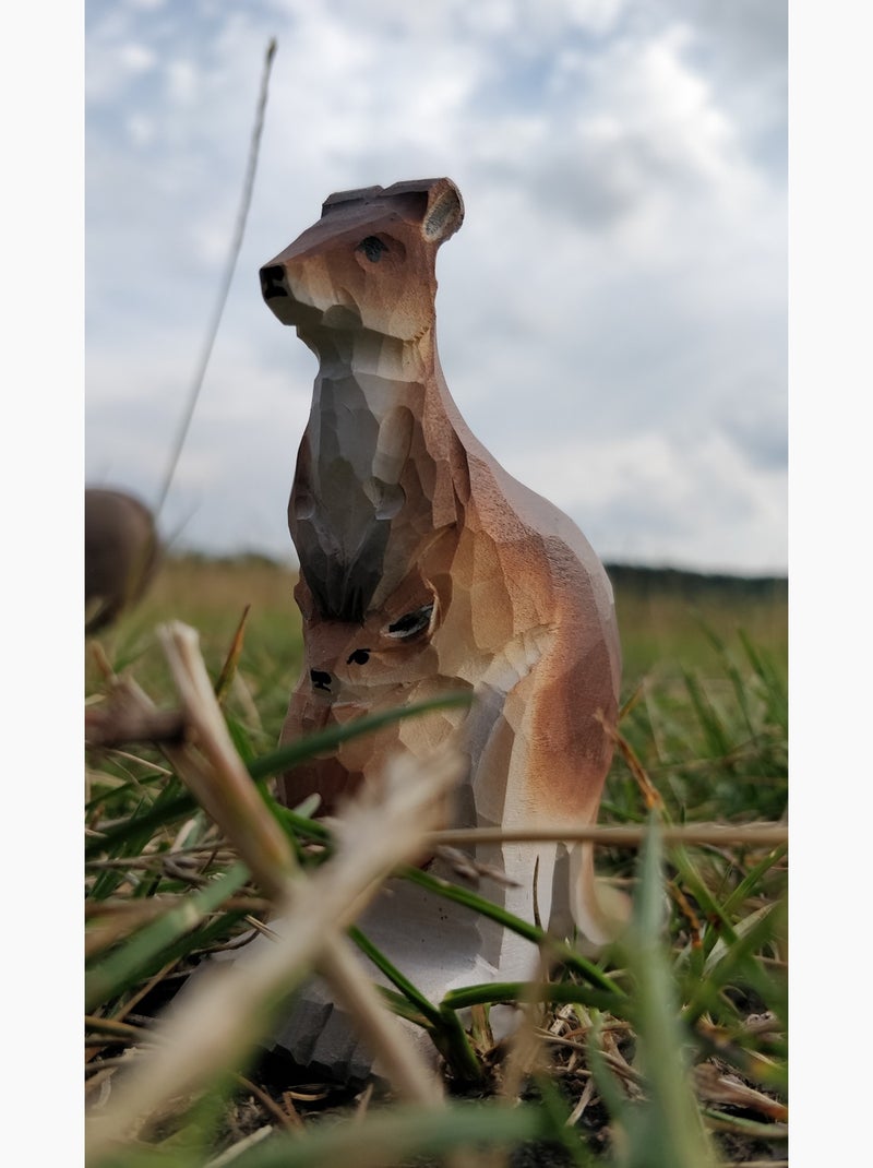 Figurine Kangourou en bois Marron - Kiabi