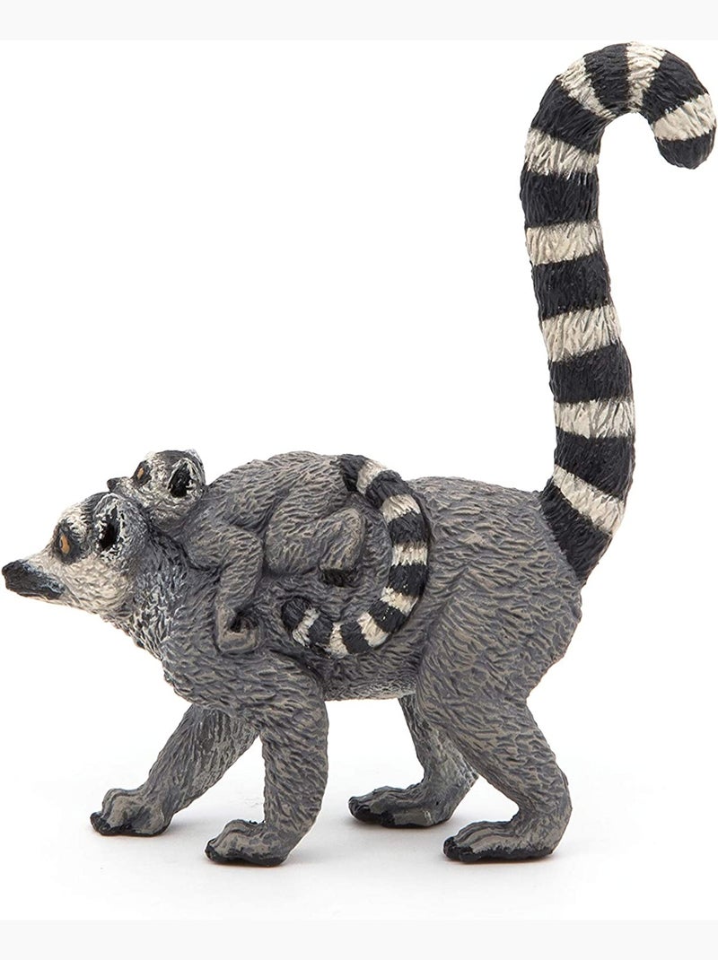 Figurine Lémurien et son bébé Gris - Kiabi