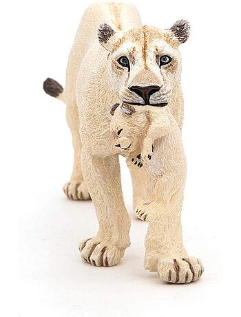 Figurine Lionne blanche avec son bébé lionceau