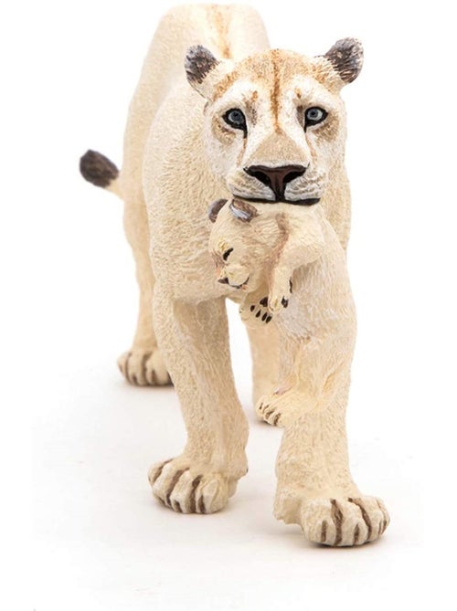 Figurine Lionne blanche avec son bébé lionceau - Kiabi