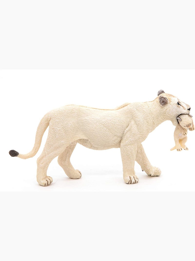 Figurine Lionne blanche avec son bébé lionceau Blanc - Kiabi