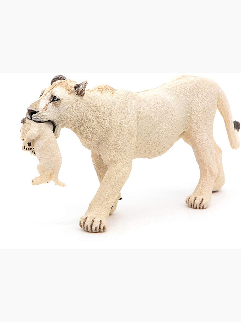 Figurine Lionne blanche avec son bébé lionceau Blanc - Kiabi