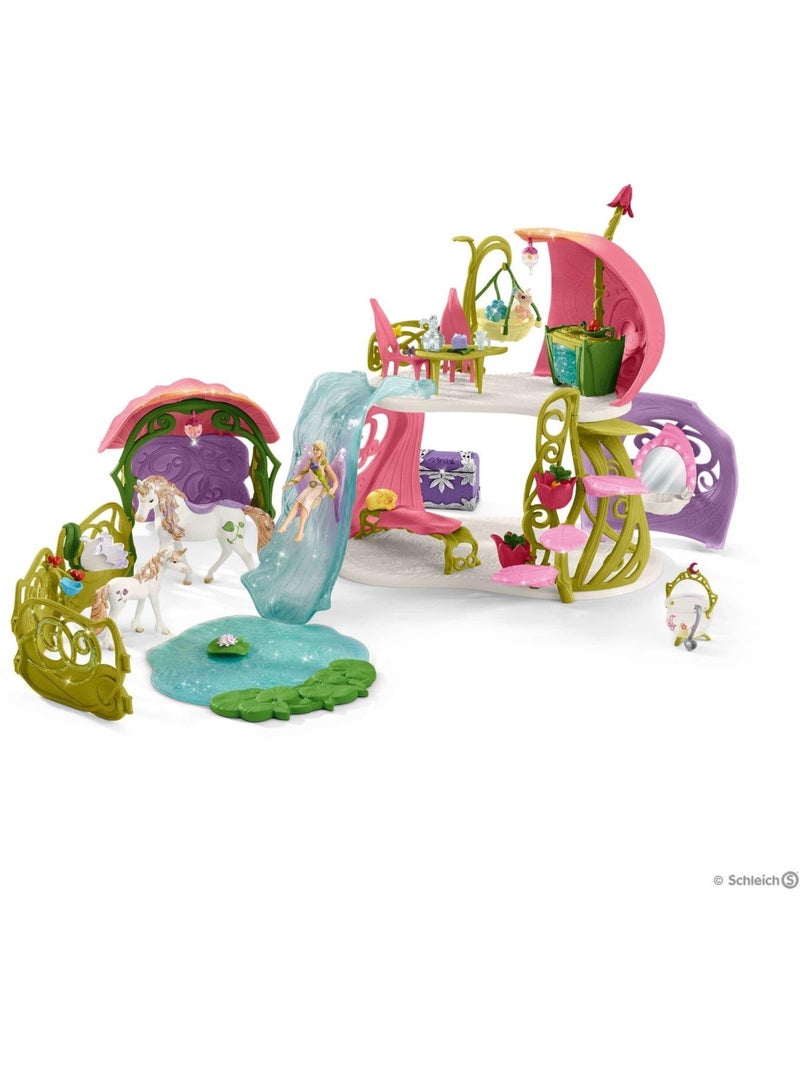 Figurine: Maison-fleur pailletée avec licornes, lac et écurie Multicolore - Kiabi