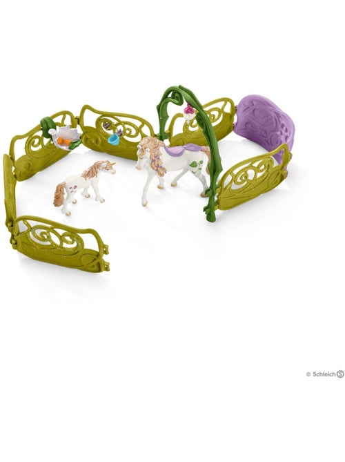 Figurine: Maison-fleur pailletée avec licornes, lac et écurie - Kiabi
