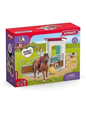 Figurine miniature - schleich - 42710 - hannah et cayenne - mobile - pvc - 32 pièces