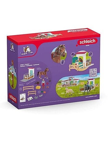 Figurine miniature - schleich - 42710 - hannah et cayenne - mobile - pvc - 32 pièces