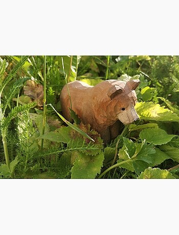 Figurine ours brun en bois