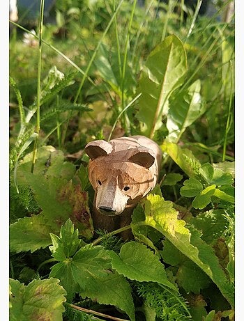 Figurine ours brun en bois