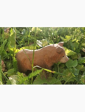 Figurine ours brun en bois