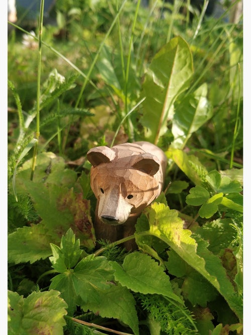 Figurine ours brun en bois - Kiabi