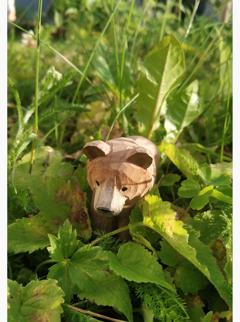 Figurine ours brun en bois Marron - Kiabi