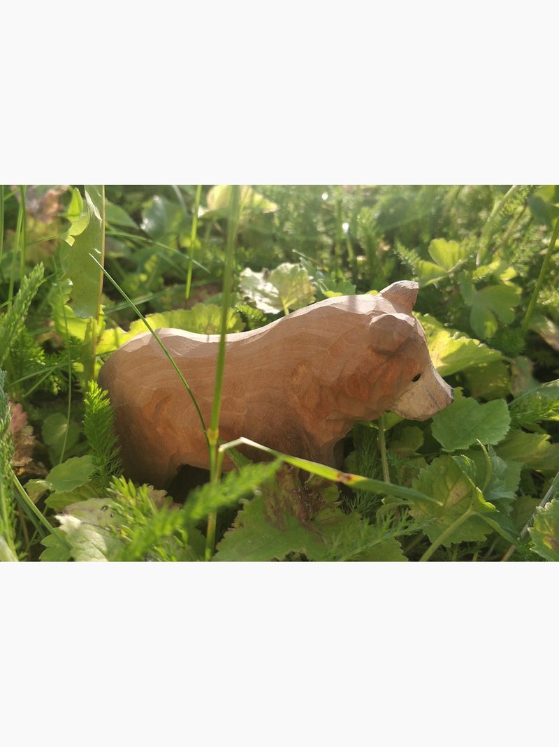 Figurine ours brun en bois Marron - Kiabi