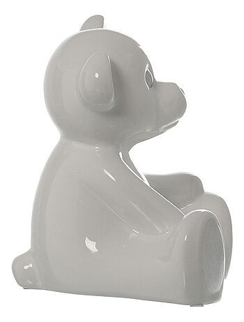 Figurine ourson blanc et argent en céramique 22 cm