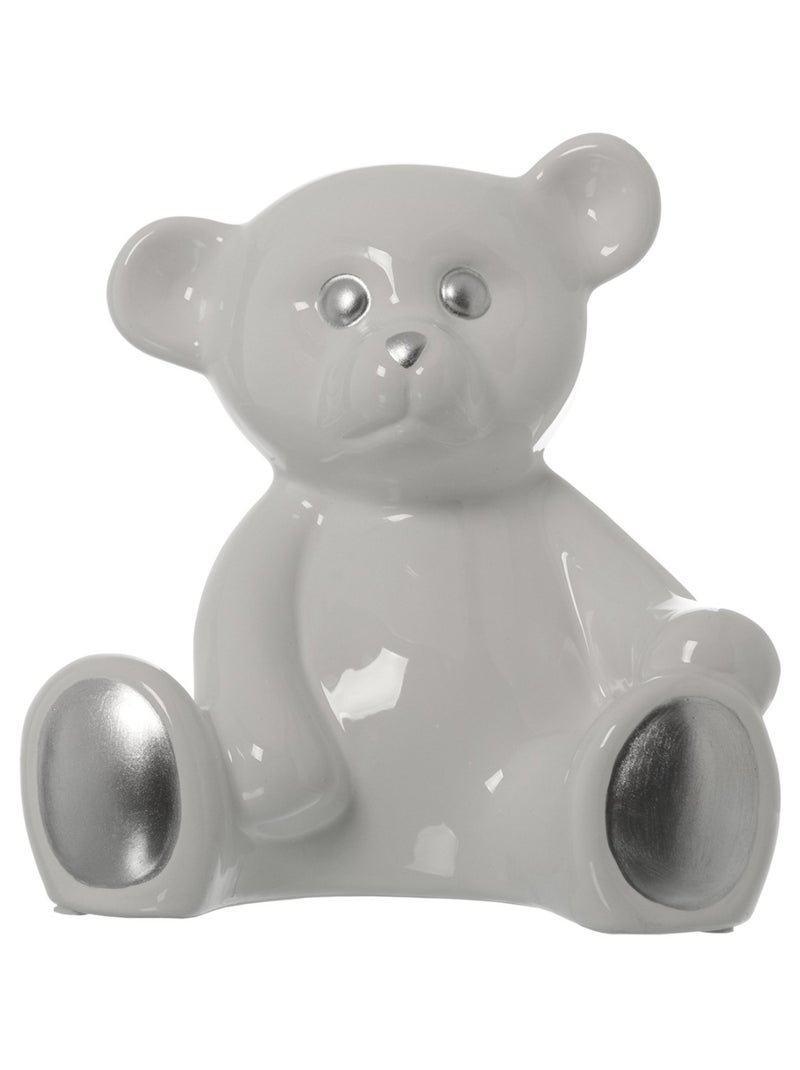 Figurine ourson blanc et argent en céramique 22 cm Blanc - Kiabi