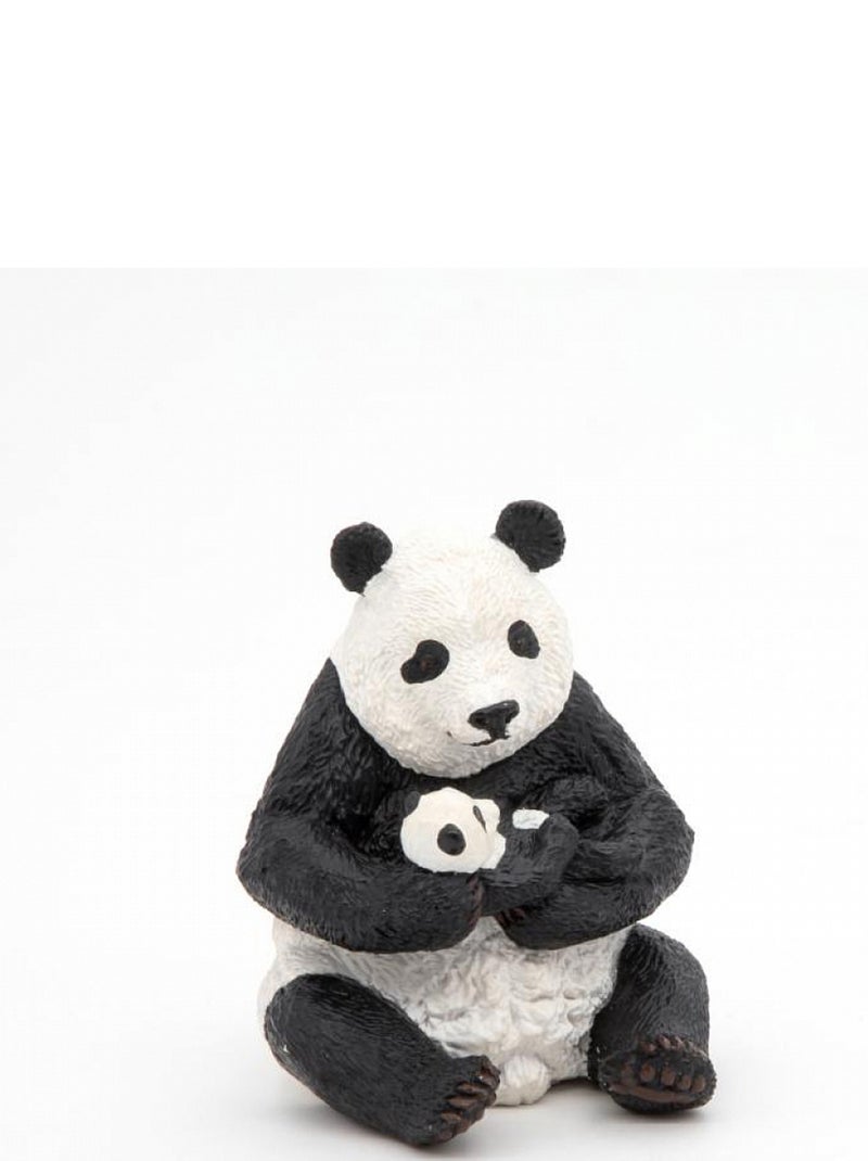 Figurine Panda assis et son bébé Gris - Kiabi
