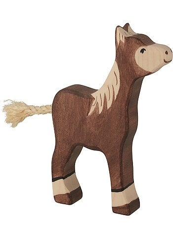 Figurine Poulain debout, marron foncé