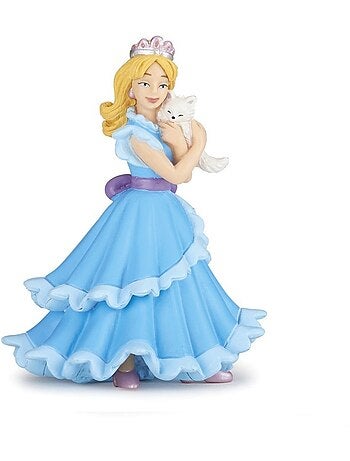 Figurine princesse bleue au chat
