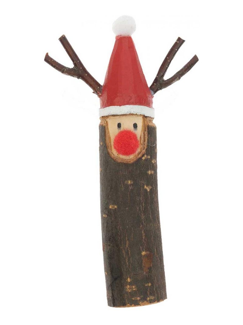 Figurine Renne en bois 7 x 12.5cm Rouge - Kiabi