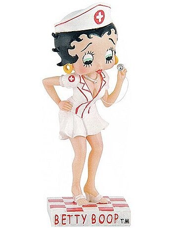 Figurine résine Betty Boop infirmière, socle rectangulaire 15 cm, Collectible
