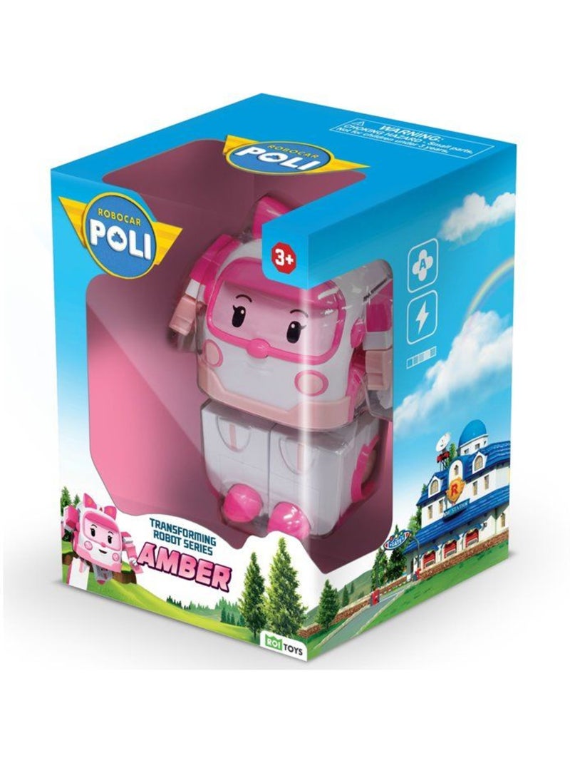 Figurine robot 10 cm - silverlit – robocar poli – véhicule transformable ambre 2-en-1 Bleu - Kiabi