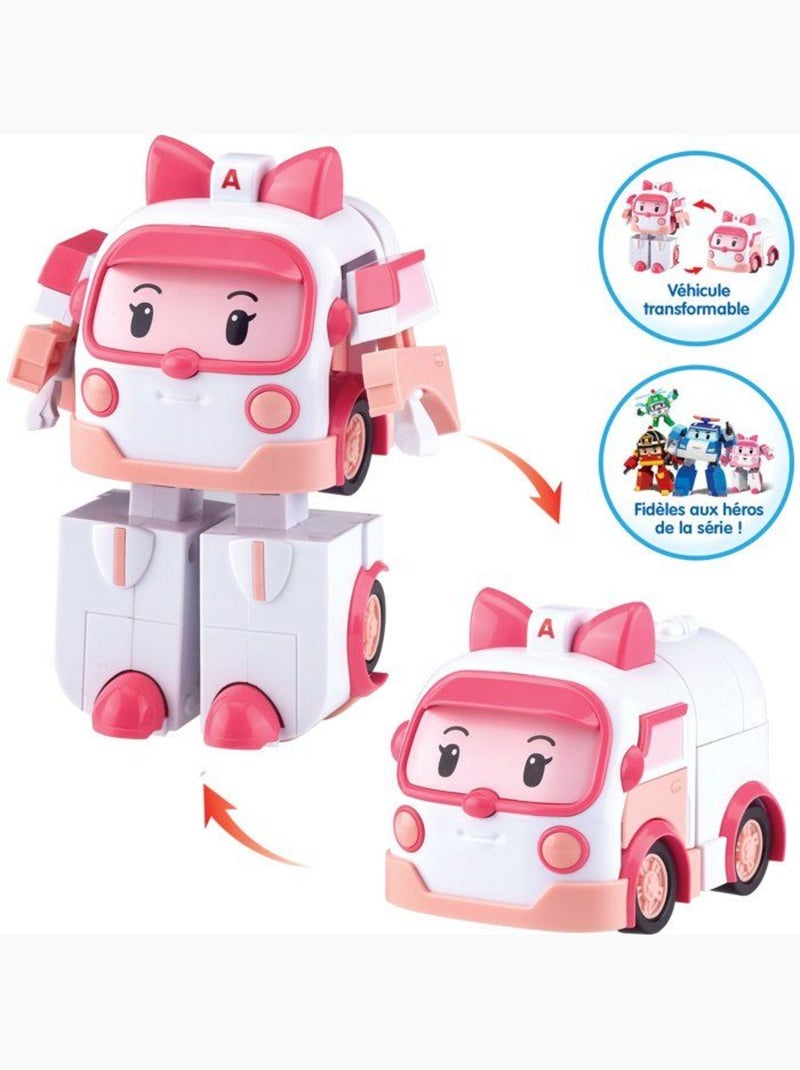 Figurine robot 10 cm - silverlit – robocar poli – véhicule transformable ambre 2-en-1 Bleu - Kiabi