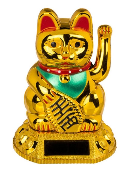 Figurine solaire chat porte bonheur or - Kiabi