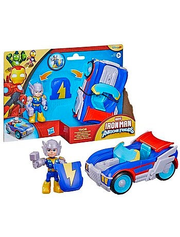 Figurine thor 7,5 cm avec véhicule foudremobile - hasbro avengers