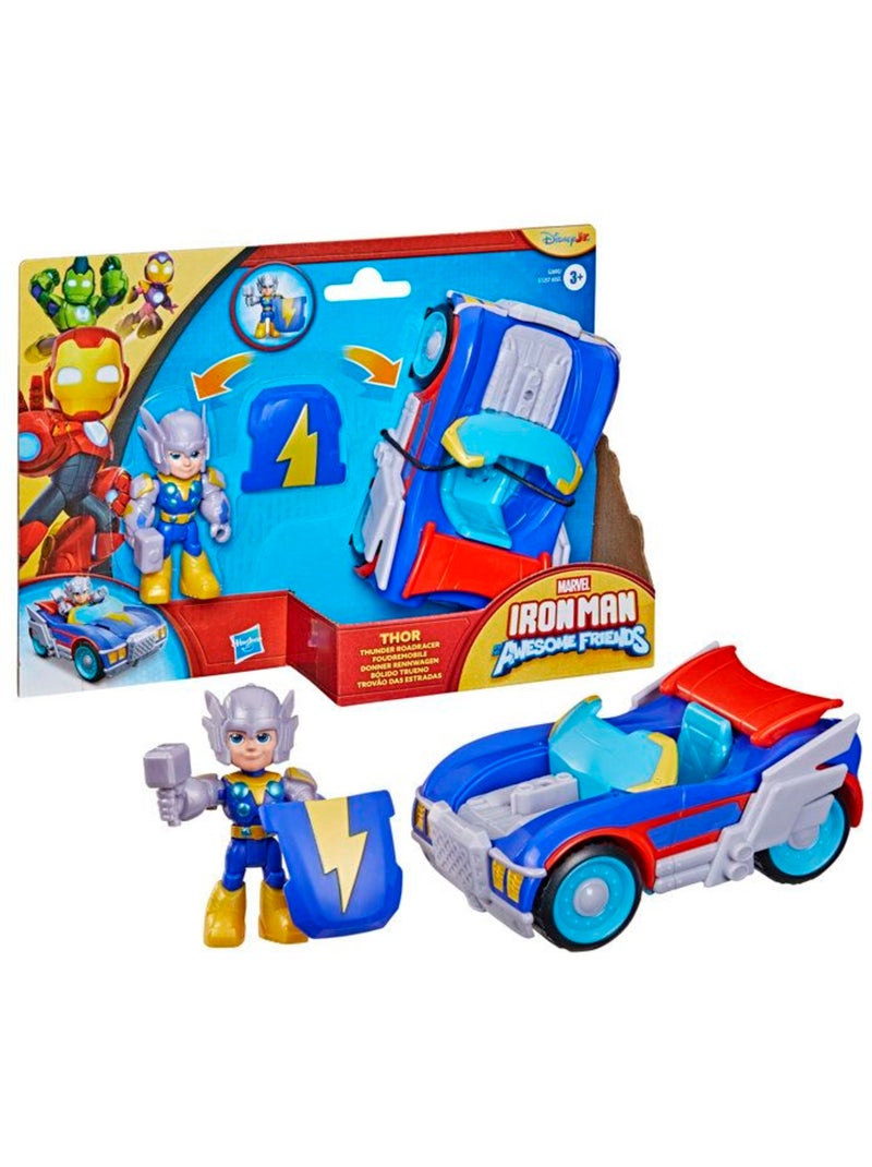 Figurine thor 7,5 cm avec véhicule foudremobile - hasbro avengers Bleu - Kiabi