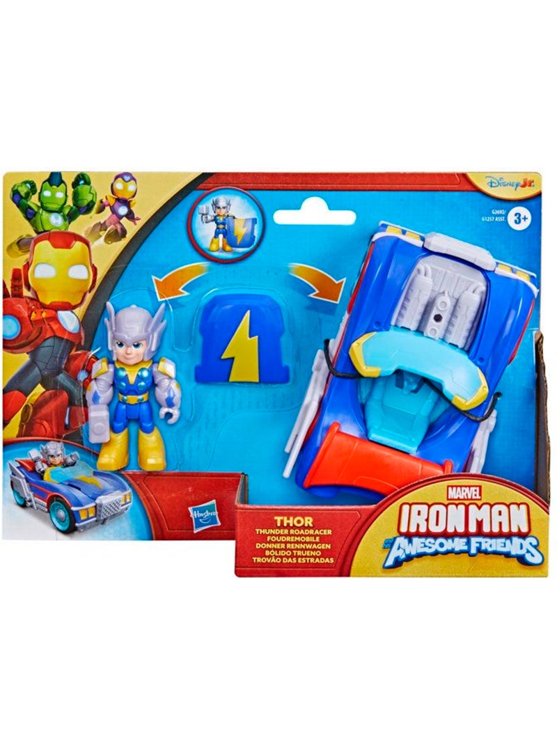 Figurine thor 7,5 cm avec véhicule foudremobile - hasbro avengers Bleu - Kiabi